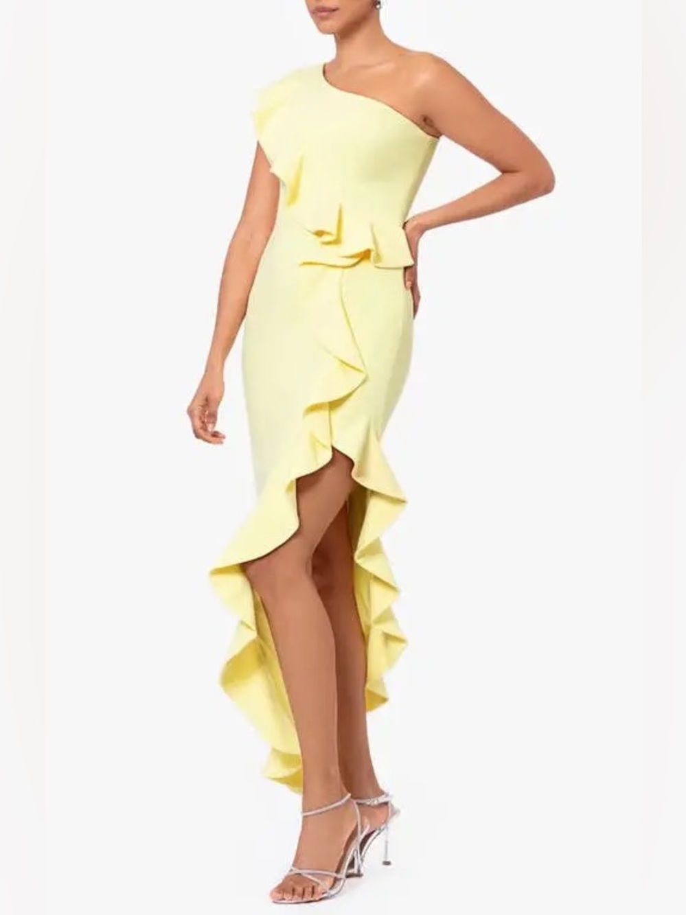 NWOT Betsy & Adam one shoulder ruffle dress Size 2